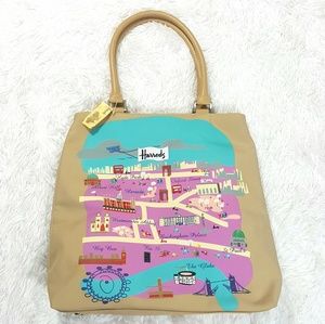 Harrod's Funky Map Shoulder Multicolor Tote Bag